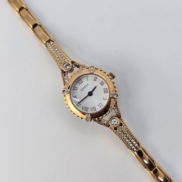 GUESS Petite Women's Watch 22MM White Dial Rose Gold Crystal Band 7" Wrist - Picture 1 of 15